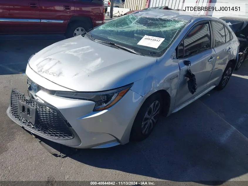 2020 Toyota Corolla Hybrid Le VIN: JTDEBRBE9LJ001451 Lot: 40844842