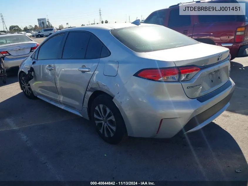 2020 Toyota Corolla Hybrid Le VIN: JTDEBRBE9LJ001451 Lot: 40844842