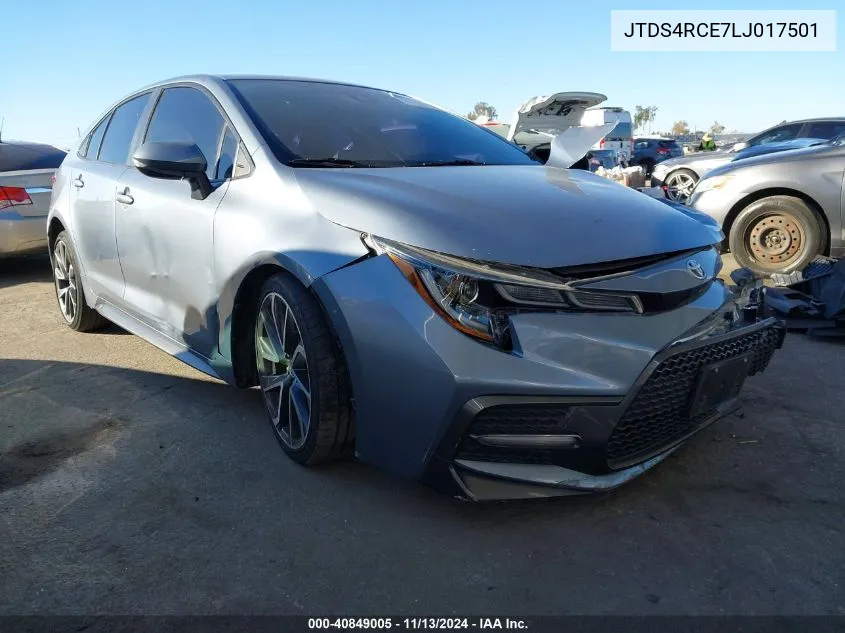 2020 Toyota Corolla Se VIN: JTDS4RCE7LJ017501 Lot: 40849005