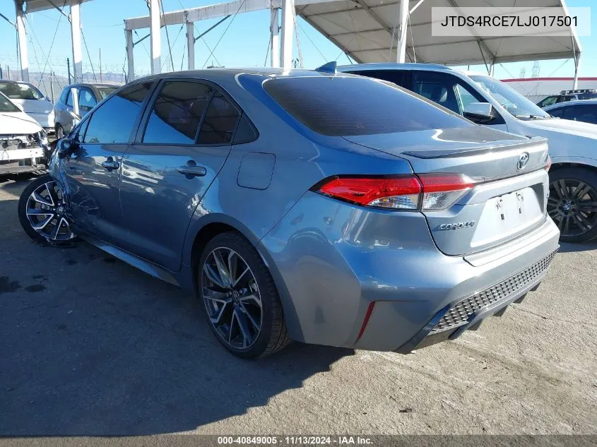 2020 Toyota Corolla Se VIN: JTDS4RCE7LJ017501 Lot: 40849005