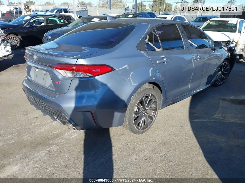 2020 Toyota Corolla Se VIN: JTDS4RCE7LJ017501 Lot: 40849005