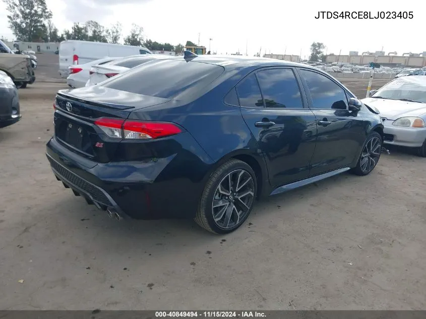 2020 Toyota Corolla Se VIN: JTDS4RCE8LJ023405 Lot: 40849494