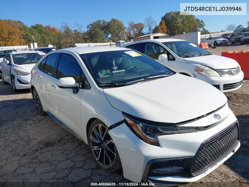 2020 Toyota Corolla Se VIN: JTDS4RCE1LJ039946 Lot: 40856628