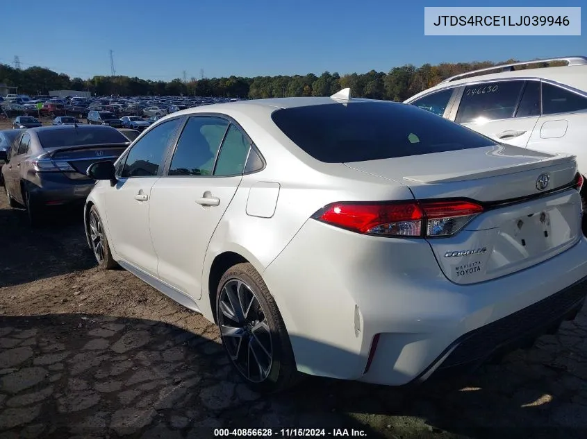 2020 Toyota Corolla Se VIN: JTDS4RCE1LJ039946 Lot: 40856628