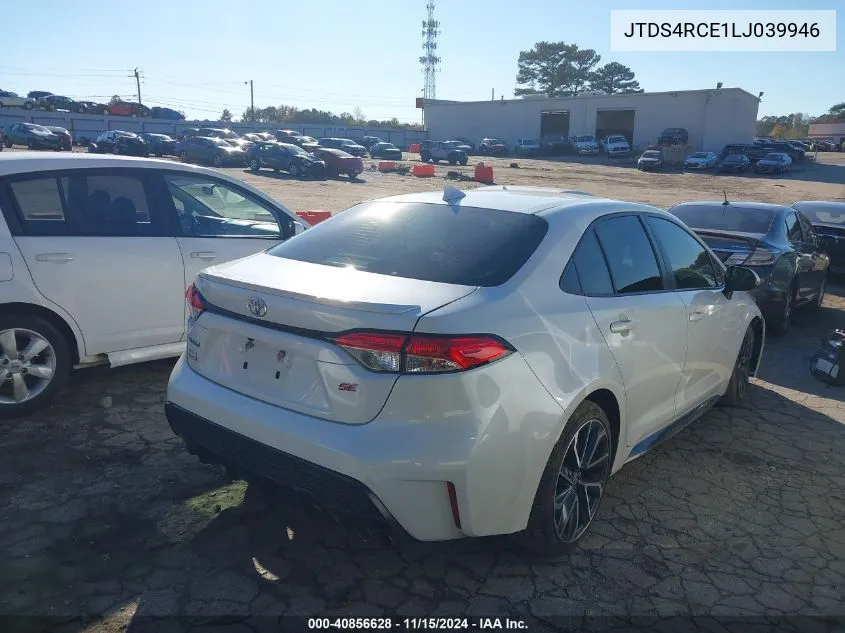 2020 Toyota Corolla Se VIN: JTDS4RCE1LJ039946 Lot: 40856628