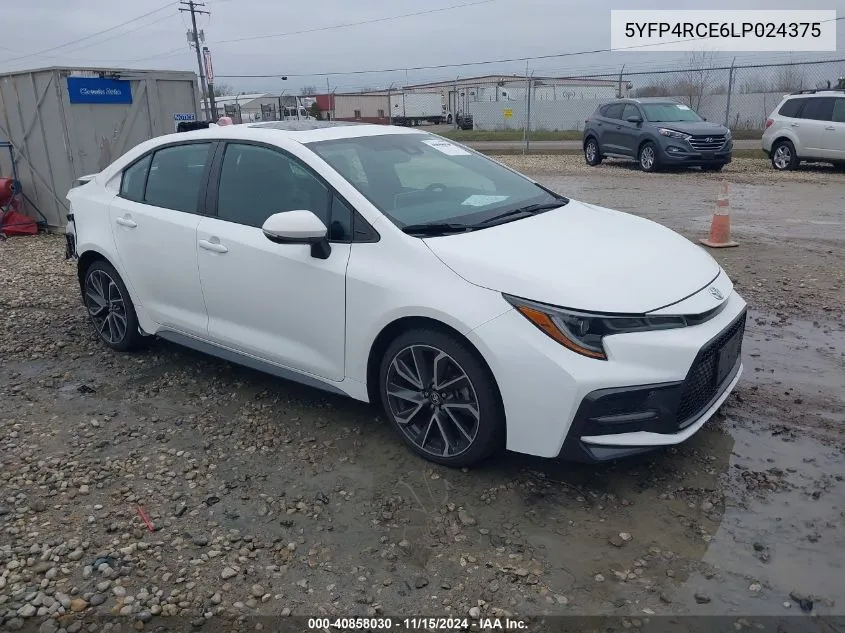 2020 Toyota Corolla Se VIN: 5YFP4RCE6LP024375 Lot: 40858030