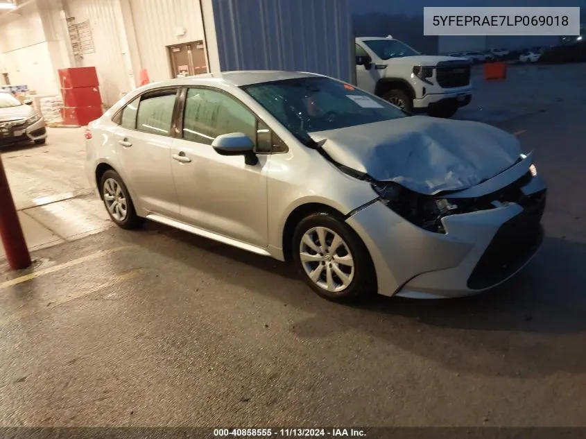 2020 Toyota Corolla Le VIN: 5YFEPRAE7LP069018 Lot: 40858555