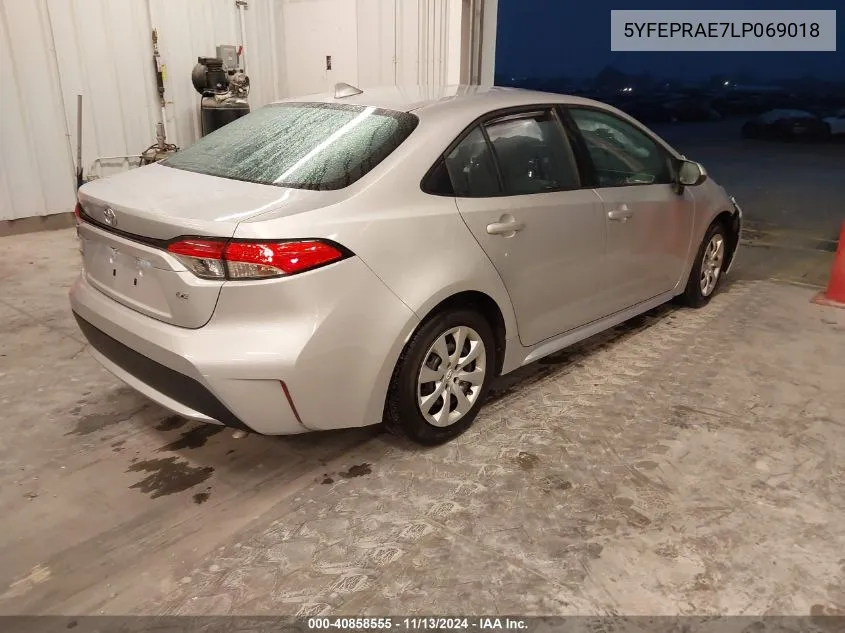 2020 Toyota Corolla Le VIN: 5YFEPRAE7LP069018 Lot: 40858555