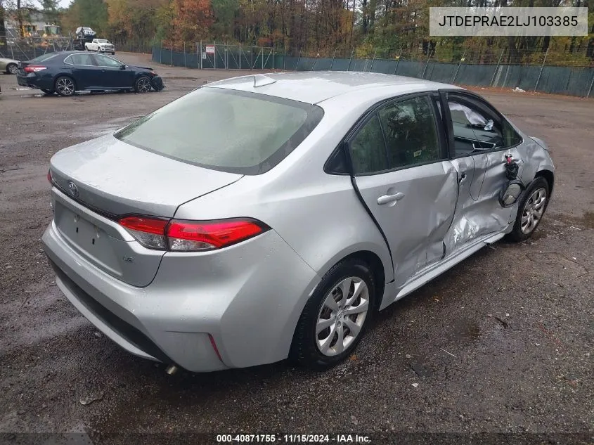 2020 Toyota Corolla Le VIN: JTDEPRAE2LJ103385 Lot: 40871755