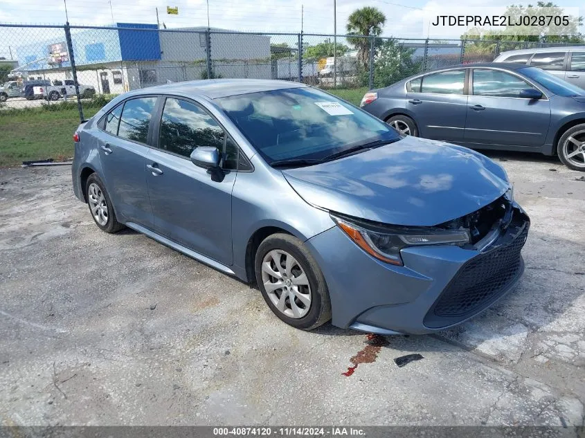 2020 Toyota Corolla Le VIN: JTDEPRAE2LJ028705 Lot: 40874120