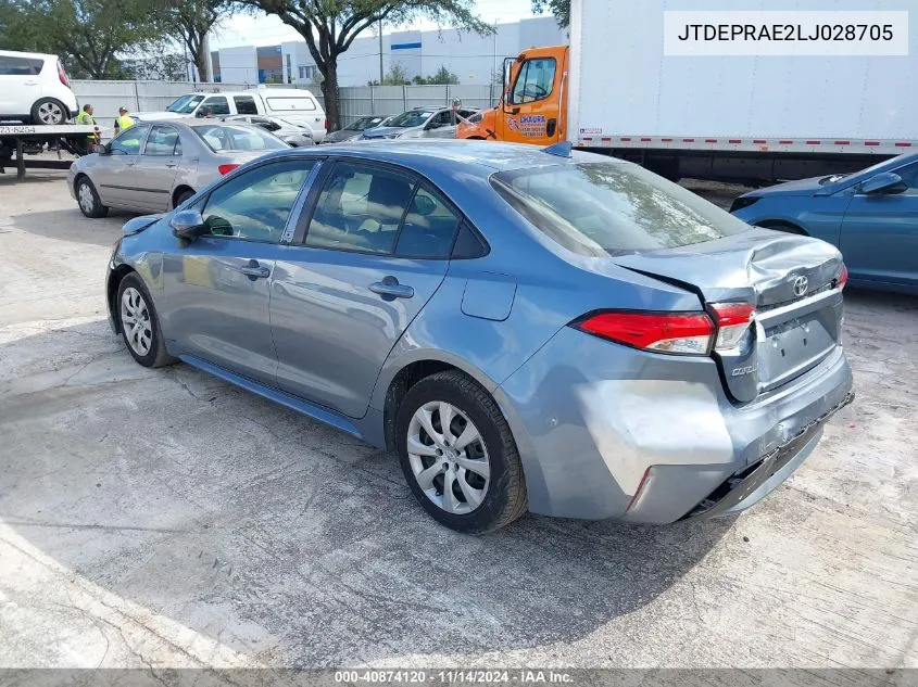 2020 Toyota Corolla Le VIN: JTDEPRAE2LJ028705 Lot: 40874120