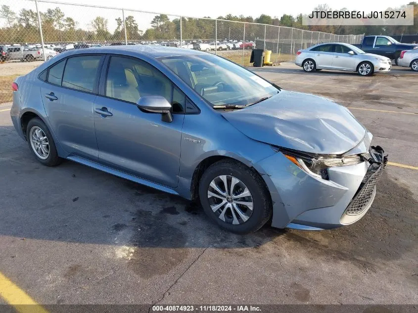 2020 Toyota Corolla Le VIN: JTDEBRBE6LJ015274 Lot: 40874923