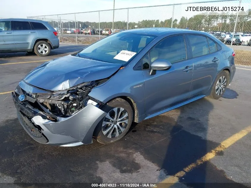 2020 Toyota Corolla Le VIN: JTDEBRBE6LJ015274 Lot: 40874923