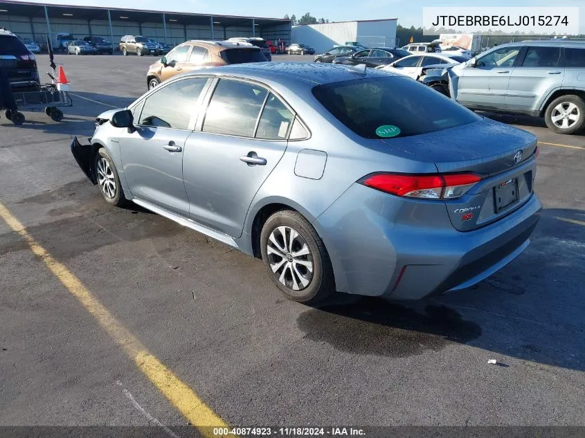 2020 Toyota Corolla Le VIN: JTDEBRBE6LJ015274 Lot: 40874923