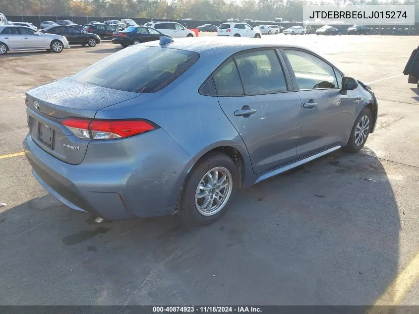 2020 Toyota Corolla Le VIN: JTDEBRBE6LJ015274 Lot: 40874923