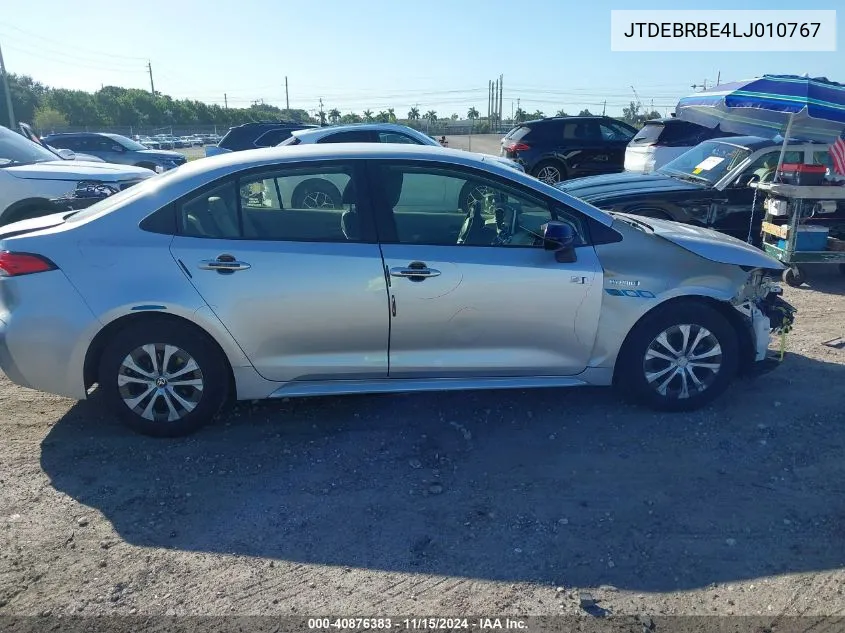 2020 Toyota Corolla Hybrid Le VIN: JTDEBRBE4LJ010767 Lot: 40876383