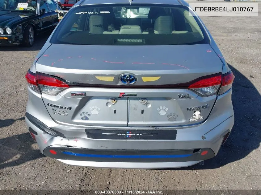 2020 Toyota Corolla Hybrid Le VIN: JTDEBRBE4LJ010767 Lot: 40876383