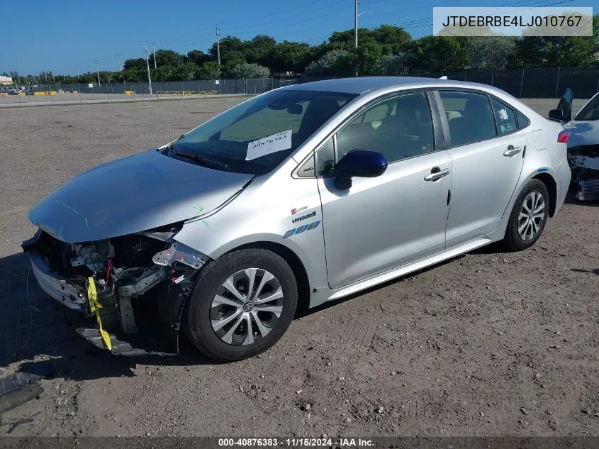 2020 Toyota Corolla Hybrid Le VIN: JTDEBRBE4LJ010767 Lot: 40876383