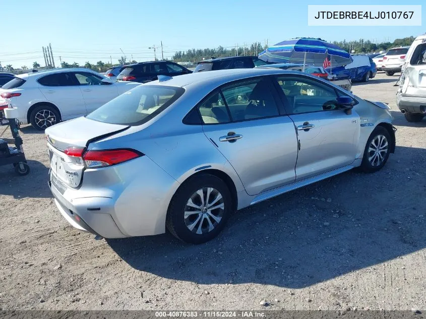 2020 Toyota Corolla Hybrid Le VIN: JTDEBRBE4LJ010767 Lot: 40876383