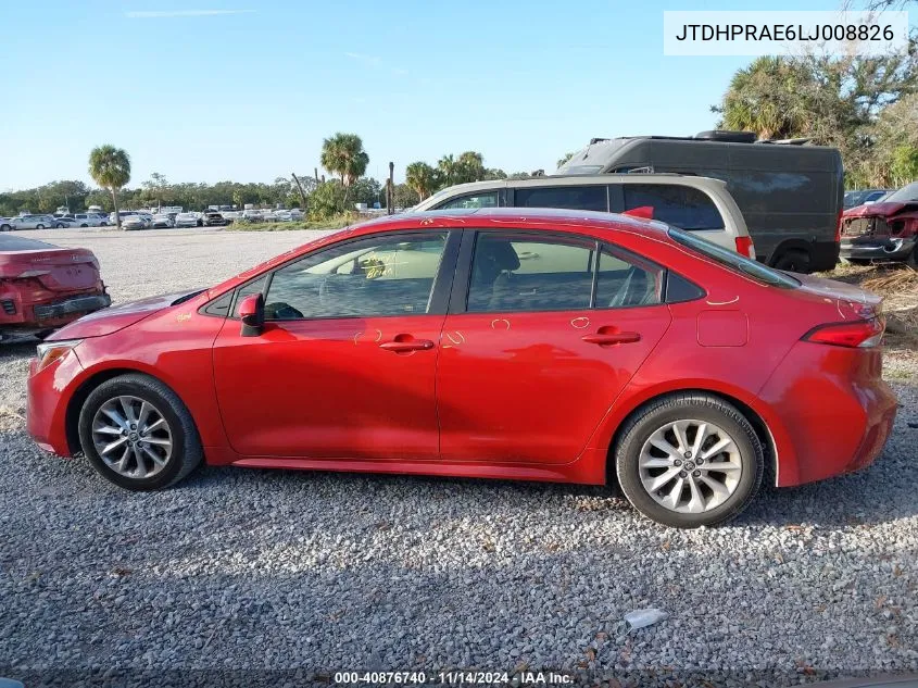 2020 Toyota Corolla Le VIN: JTDHPRAE6LJ008826 Lot: 40876740