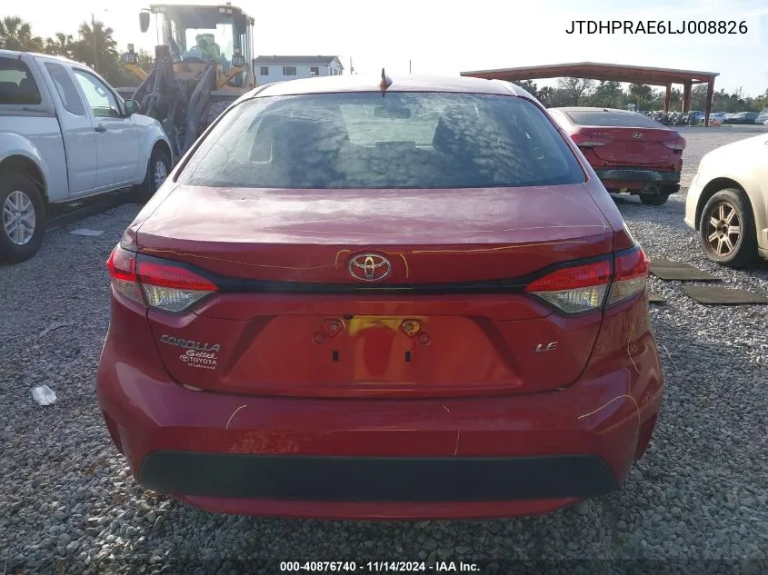 2020 Toyota Corolla Le VIN: JTDHPRAE6LJ008826 Lot: 40876740