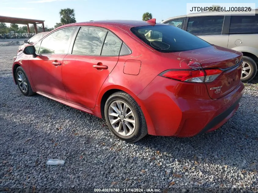 2020 Toyota Corolla Le VIN: JTDHPRAE6LJ008826 Lot: 40876740