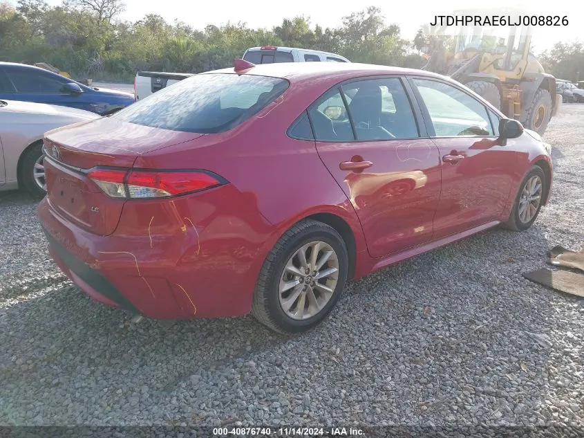 2020 Toyota Corolla Le VIN: JTDHPRAE6LJ008826 Lot: 40876740