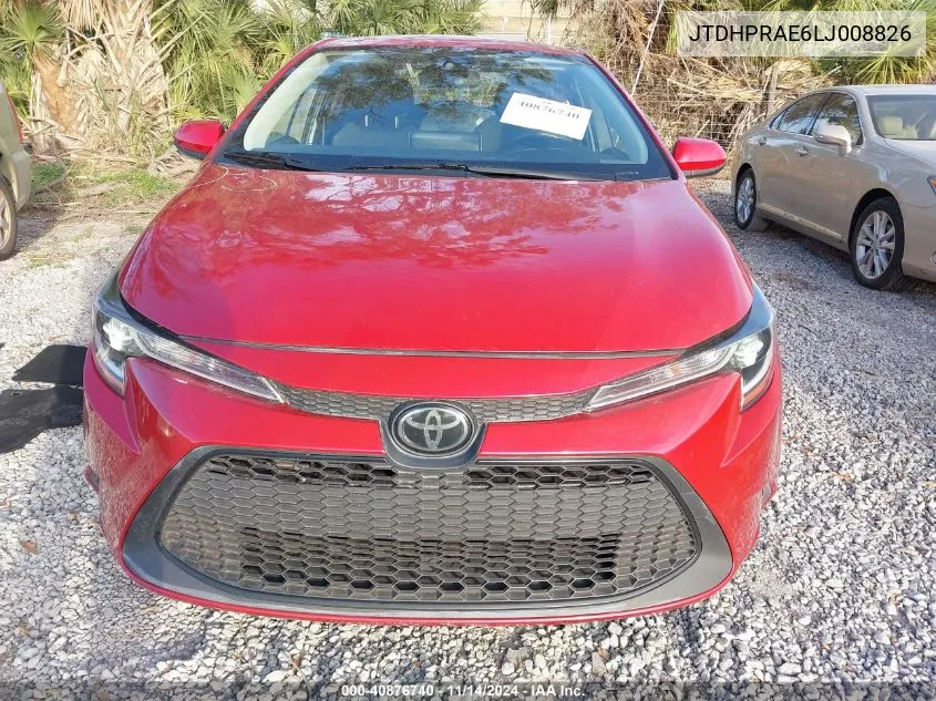 2020 Toyota Corolla Le VIN: JTDHPRAE6LJ008826 Lot: 40876740