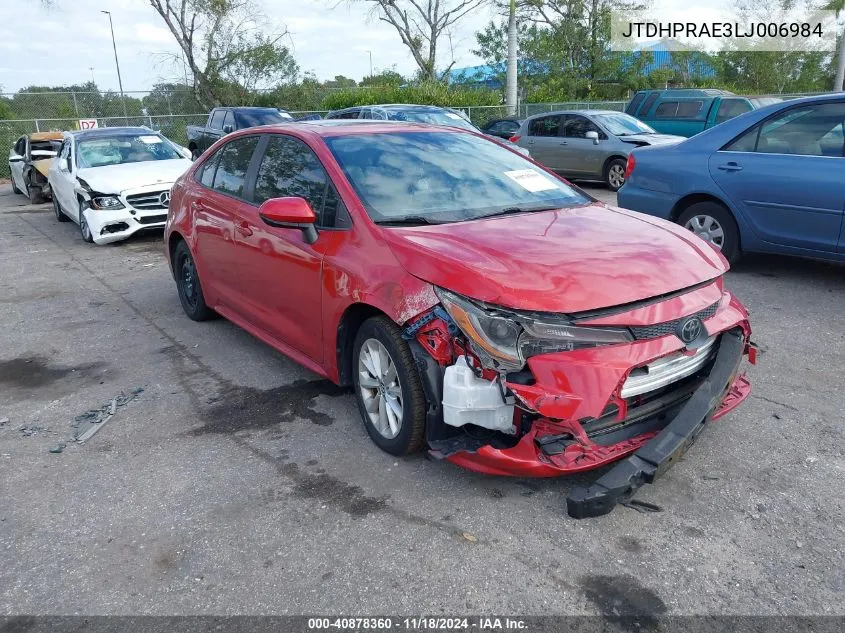 2020 Toyota Corolla Le VIN: JTDHPRAE3LJ006984 Lot: 40878360