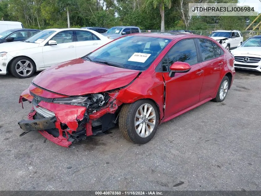 2020 Toyota Corolla Le VIN: JTDHPRAE3LJ006984 Lot: 40878360