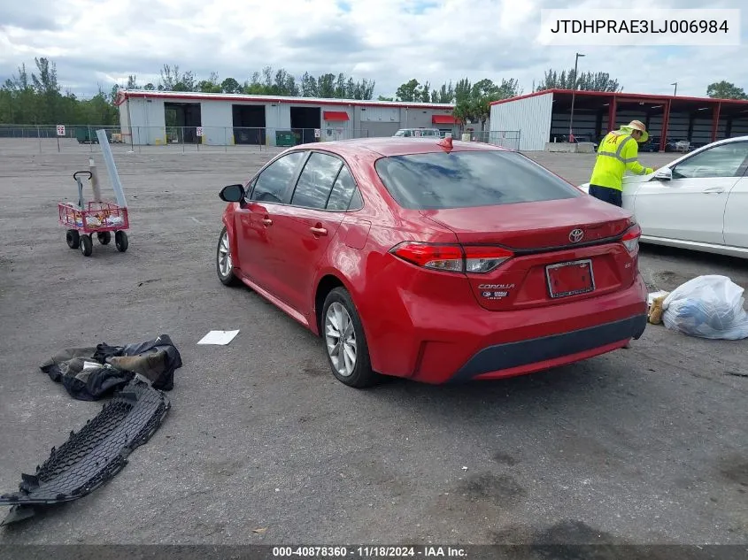 2020 Toyota Corolla Le VIN: JTDHPRAE3LJ006984 Lot: 40878360