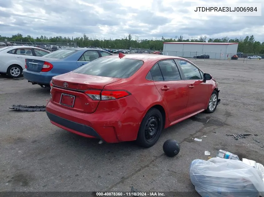 2020 Toyota Corolla Le VIN: JTDHPRAE3LJ006984 Lot: 40878360