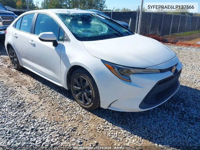 2020 Toyota Corolla Le VIN: 5YFEPRAE6LP137566 Lot: 40879694