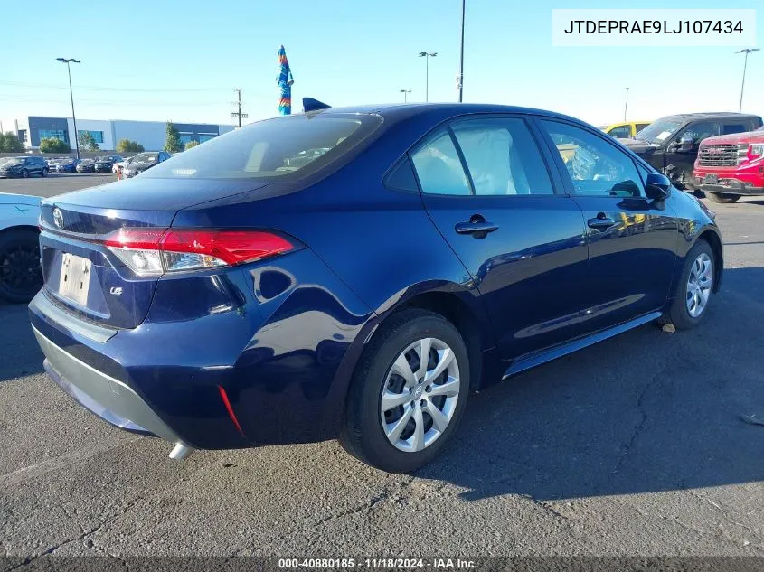 2020 Toyota Corolla Le VIN: JTDEPRAE9LJ107434 Lot: 40880185