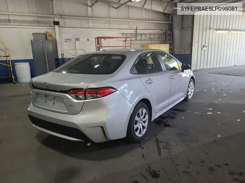 2020 Toyota Corolla Le VIN: 5YFEPRAE5LP098081 Lot: 40891374