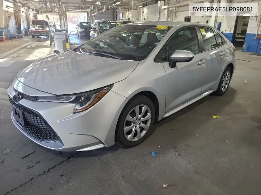 2020 Toyota Corolla Le VIN: 5YFEPRAE5LP098081 Lot: 40891374