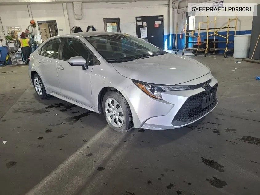 2020 Toyota Corolla Le VIN: 5YFEPRAE5LP098081 Lot: 40891374