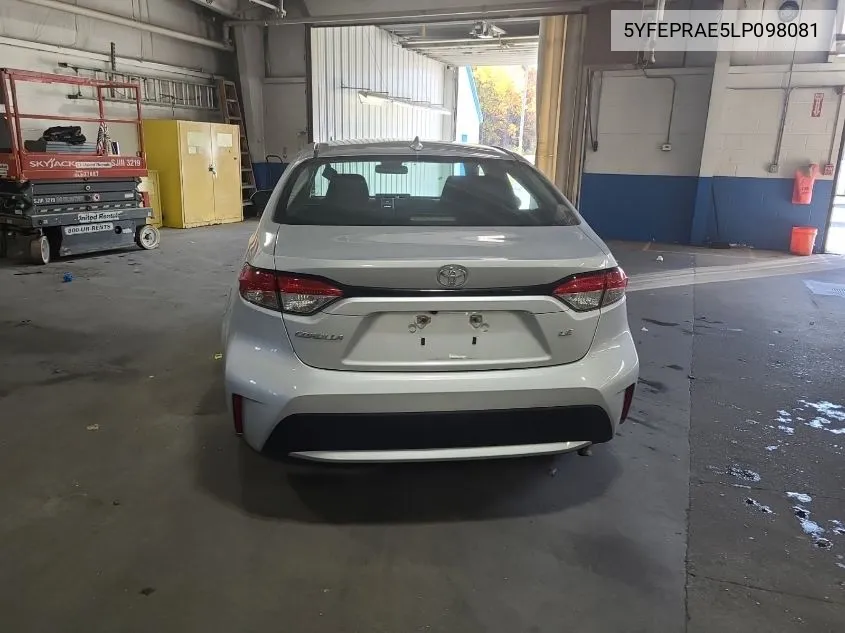 2020 Toyota Corolla Le VIN: 5YFEPRAE5LP098081 Lot: 40891374