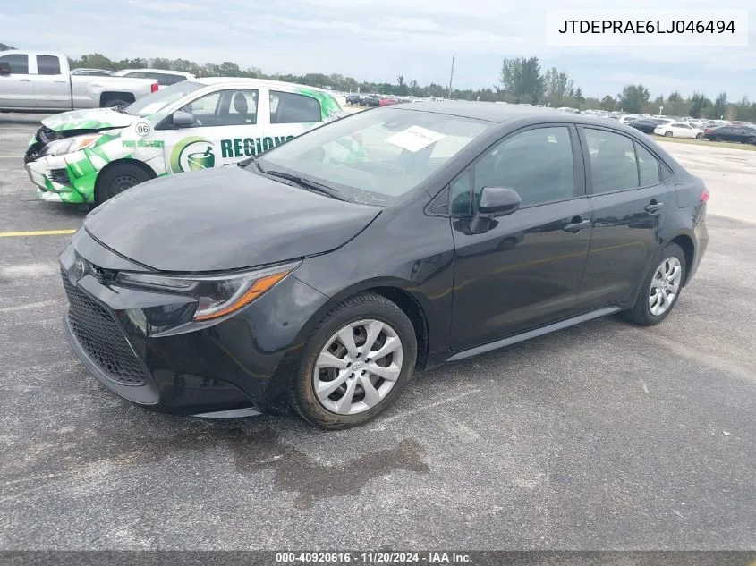 2020 Toyota Corolla Le VIN: JTDEPRAE6LJ046494 Lot: 40920616