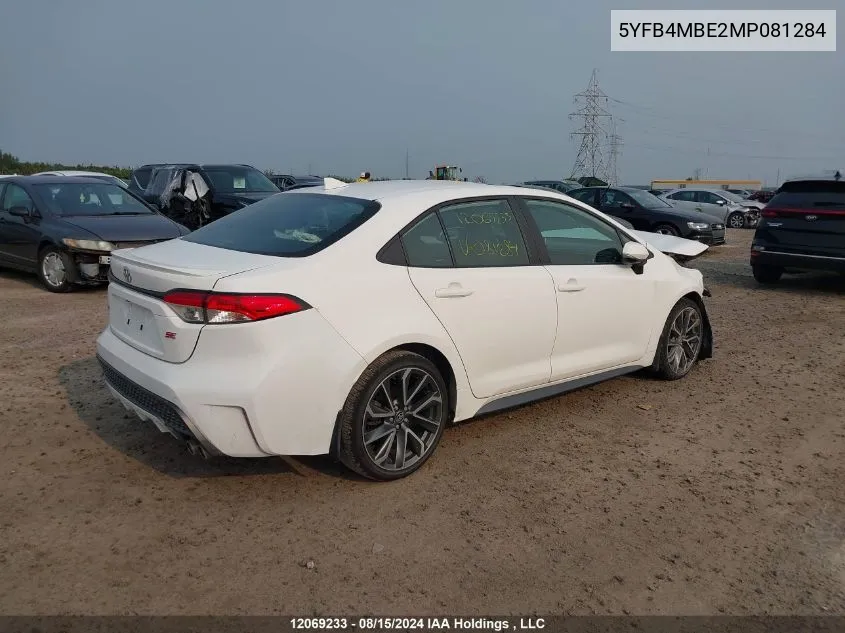 2021 Toyota Corolla Se VIN: 5YFB4MBE2MP081284 Lot: 12069233