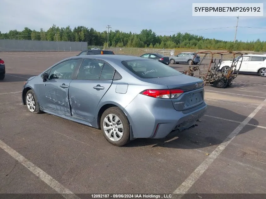 5YFBPMBE7MP269192 2021 Toyota Corolla Le