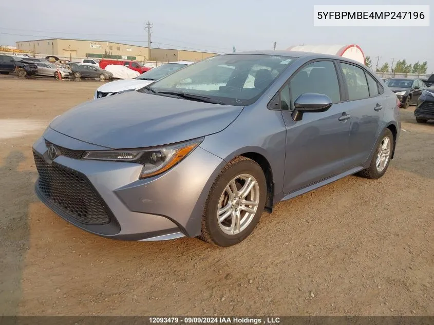 2021 Toyota Corolla Le VIN: 5YFBPMBE4MP247196 Lot: 12093479