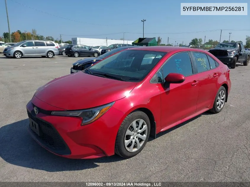 2021 Toyota Corolla Le VIN: 5YFBPMBE7MP256281 Lot: 12096002