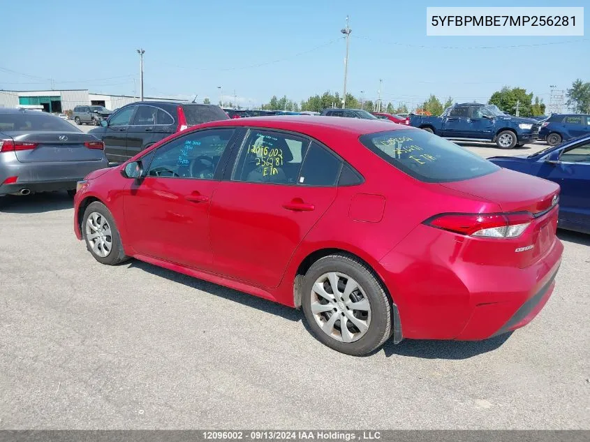 2021 Toyota Corolla Le VIN: 5YFBPMBE7MP256281 Lot: 12096002