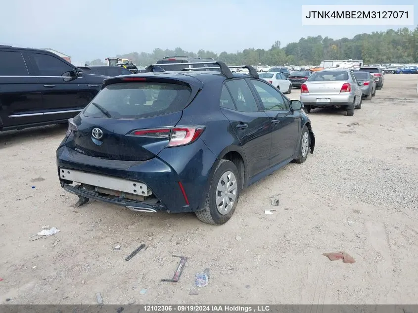 2021 Toyota Corolla VIN: JTNK4MBE2M3127071 Lot: 12102306