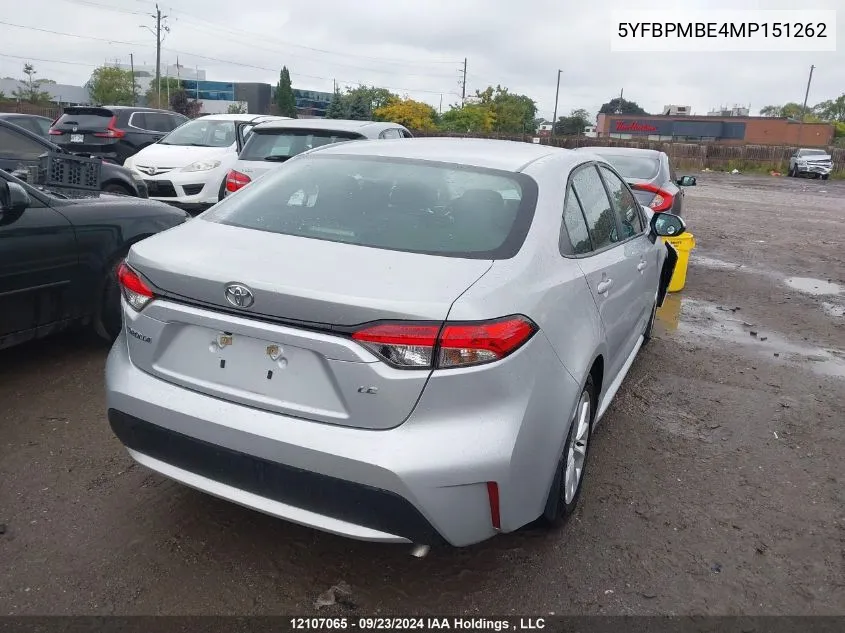 5YFBPMBE4MP151262 2021 Toyota Corolla Le