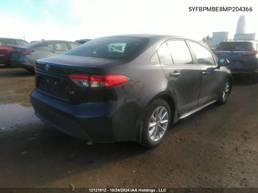 2021 Toyota Corolla Le VIN: 5YFBPMBE8MP204366 Lot: 12121512