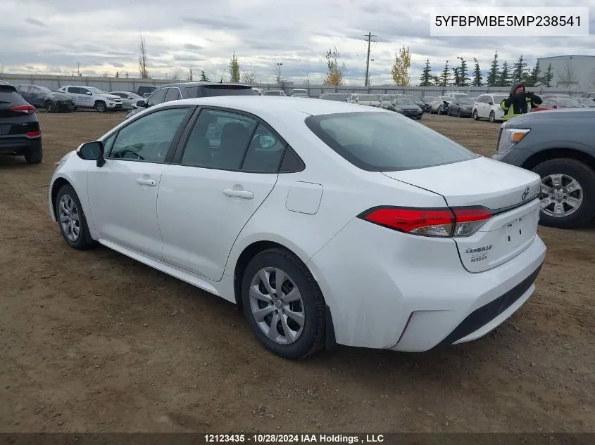 2021 Toyota Corolla Le VIN: 5YFBPMBE5MP238541 Lot: 12123435