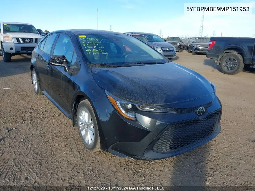 2021 Toyota Corolla Le VIN: 5YFBPMBE9MP151953 Lot: 12127829