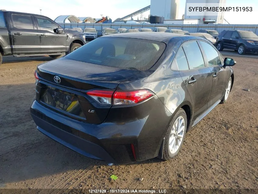 2021 Toyota Corolla Le VIN: 5YFBPMBE9MP151953 Lot: 12127829